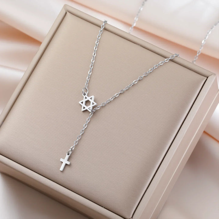 Star & Cross Stainless Steel Necklace