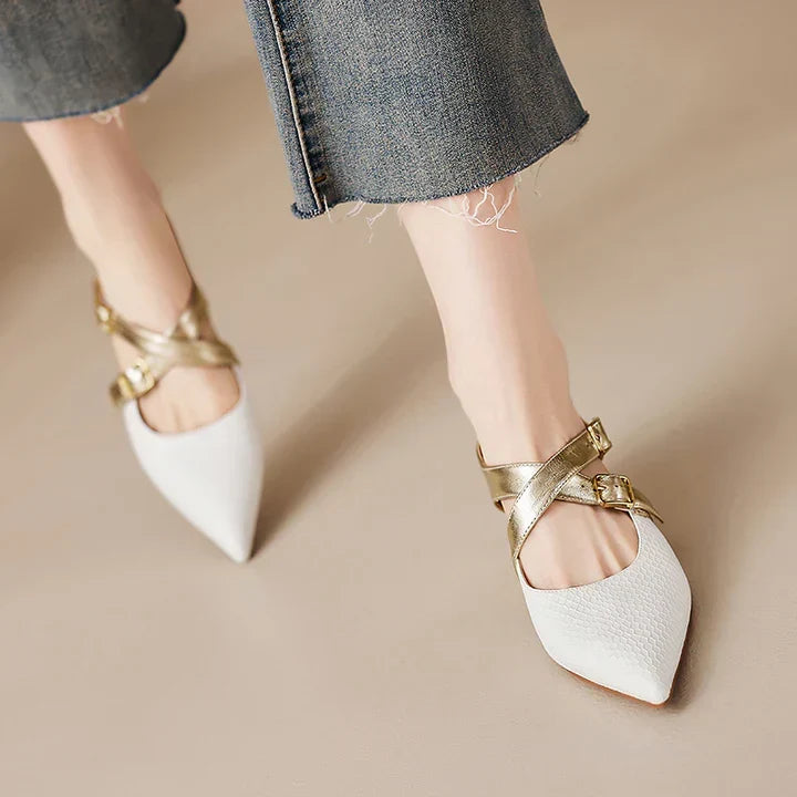 Ludovica | Mules à Bout Pointu avec Brides Croisées