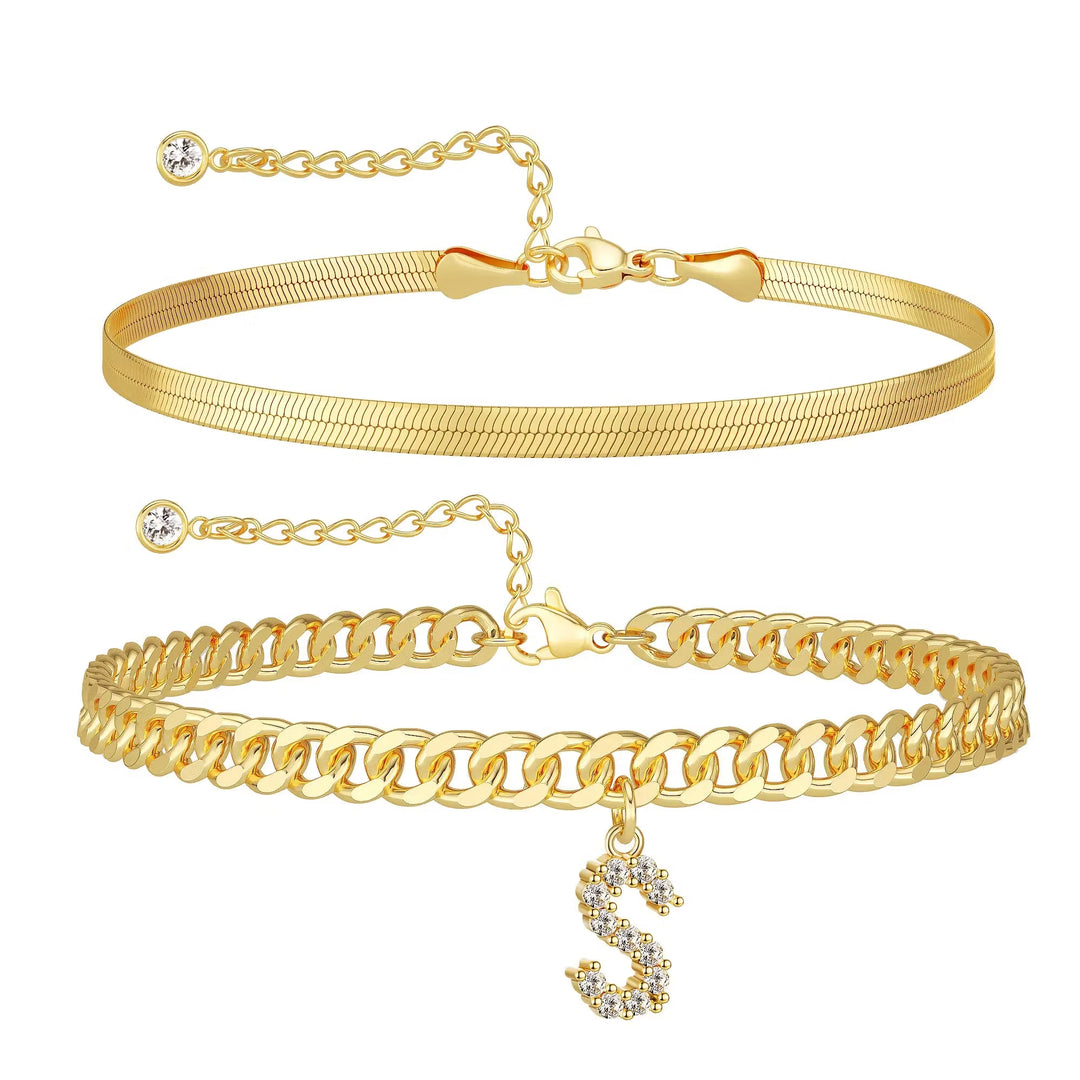 Zavélia™ — Bracelet de cheville initiale personnalisé