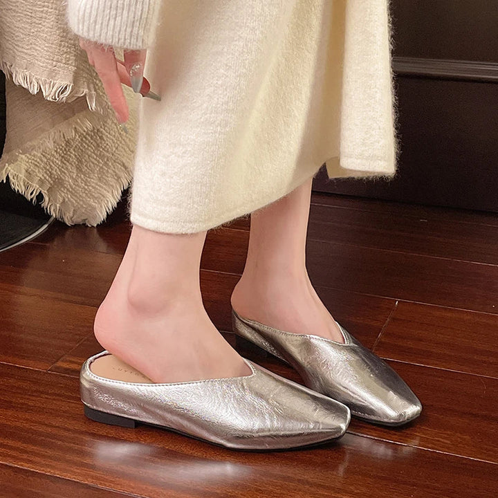 Beatrice | Mules Métalliques à Bout Carré