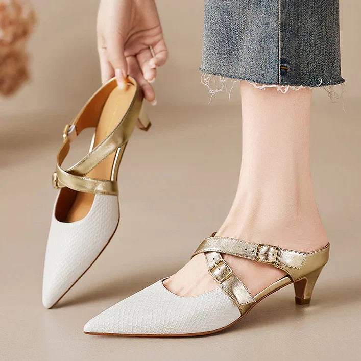 Ludovica | Mules à Bout Pointu avec Brides Croisées