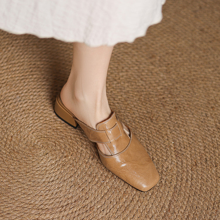Carolina | Mules avec Bride et Bout Carré