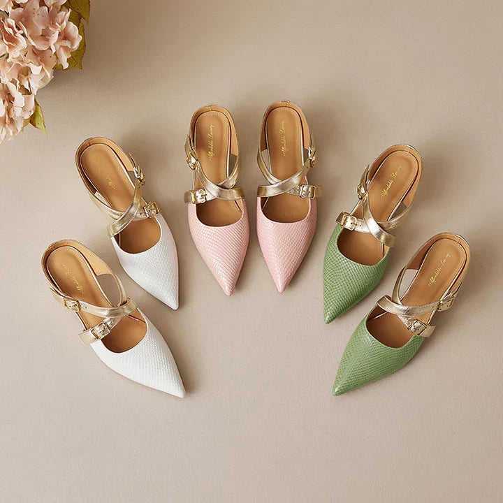 Ludovica | Mules à Bout Pointu avec Brides Croisées