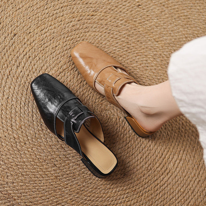 Carolina | Mules avec Bride et Bout Carré