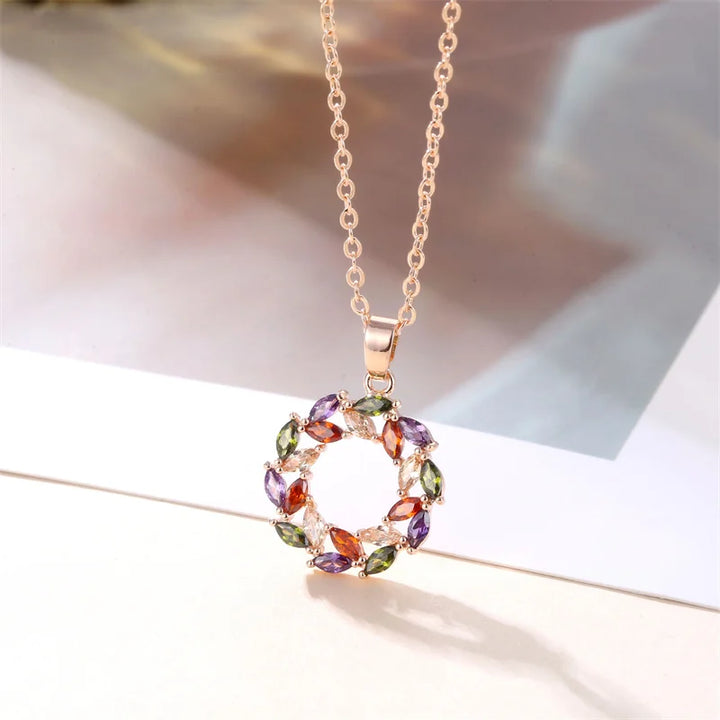 Sparkling Rainbow Charm Necklace