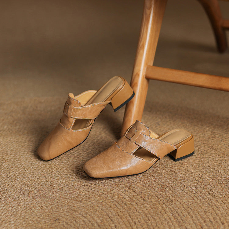Carolina | Mules avec Bride et Bout Carré