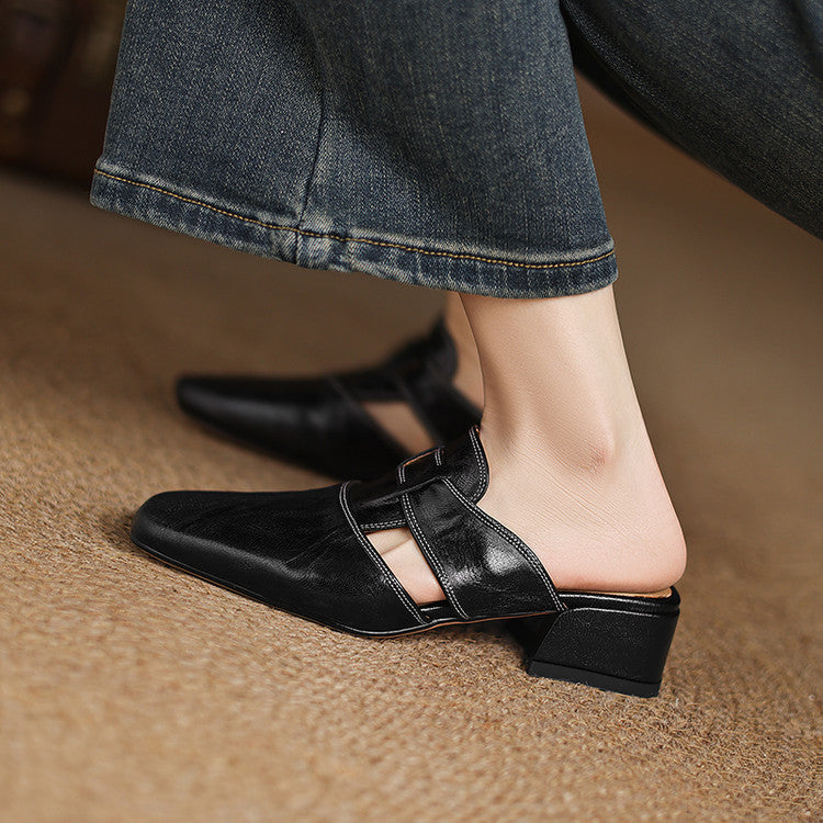 Carolina | Mules avec Bride et Bout Carré