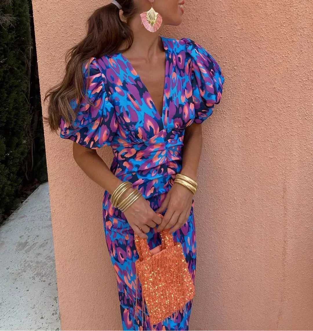 Noor™ - Robe mi-longue avec manches bouffantes