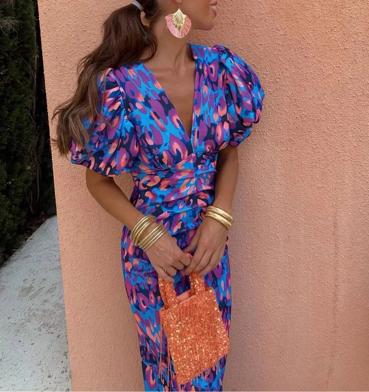 Noor™ - Robe mi-longue avec manches bouffantes