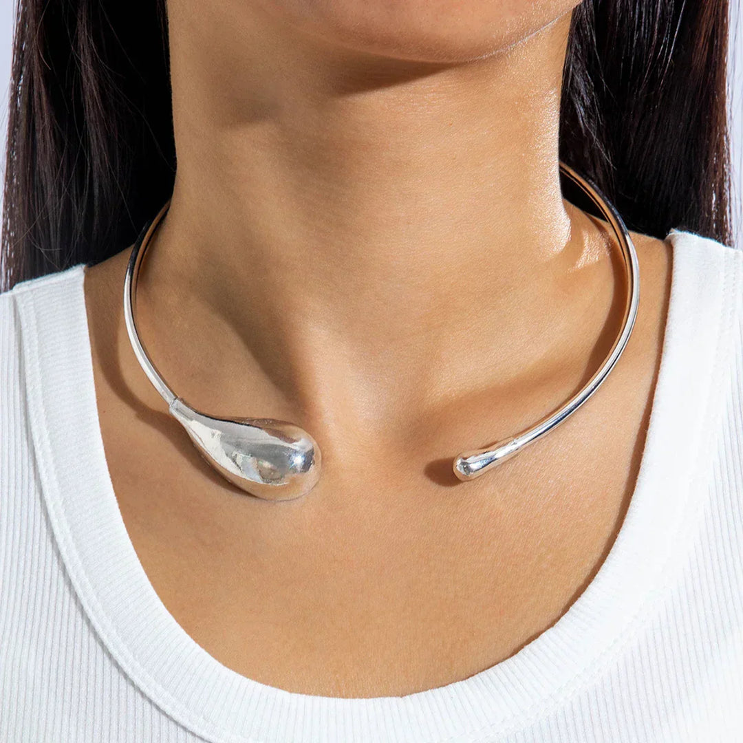 Golden Water Drop Choker Necklace