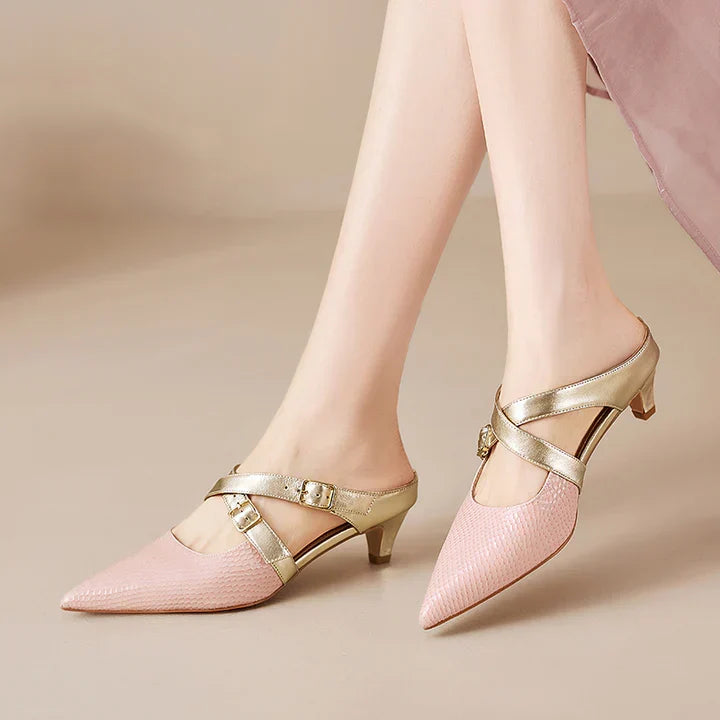 Ludovica | Mules à Bout Pointu avec Brides Croisées