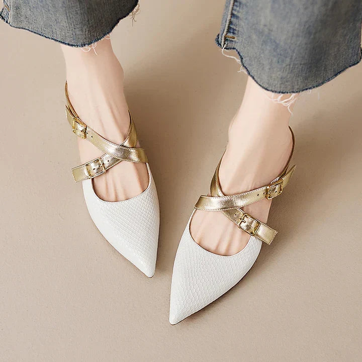 Ludovica | Mules à Bout Pointu avec Brides Croisées