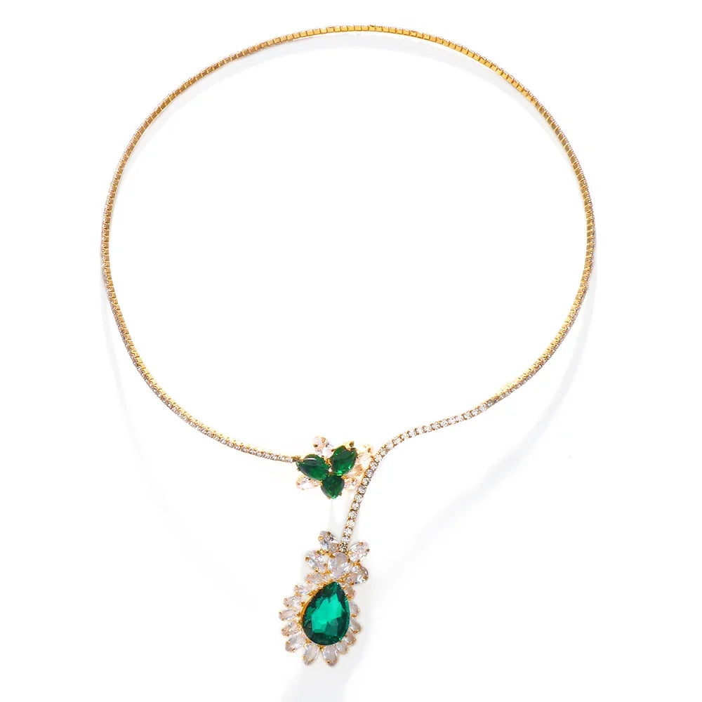 Vintage Emerald Flower Necklace
