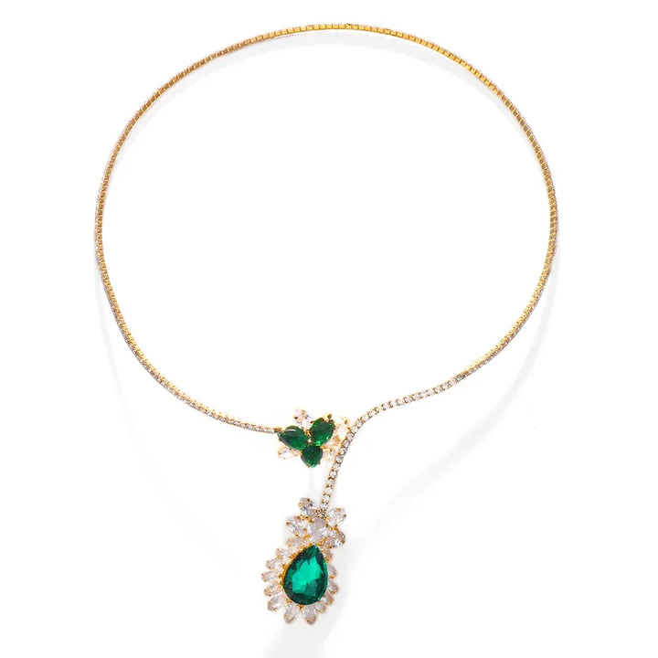 Collier Vintage Fleuraison d'Émeraude