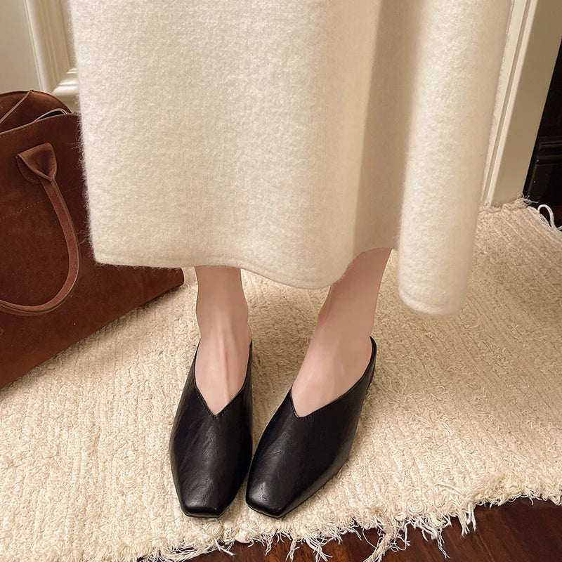 Beatrice | Mules Métalliques à Bout Carré