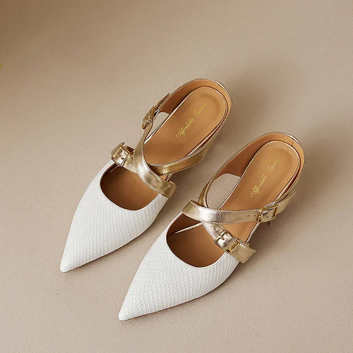 Ludovica | Mules à Bout Pointu avec Brides Croisées