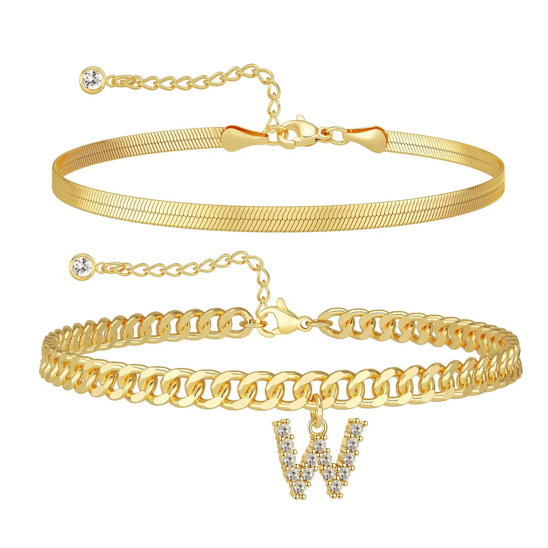 Zavélia™ — Bracelet de cheville initiale personnalisé