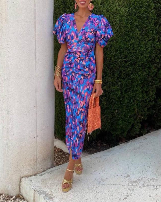 Noor™ - Robe mi-longue avec manches bouffantes