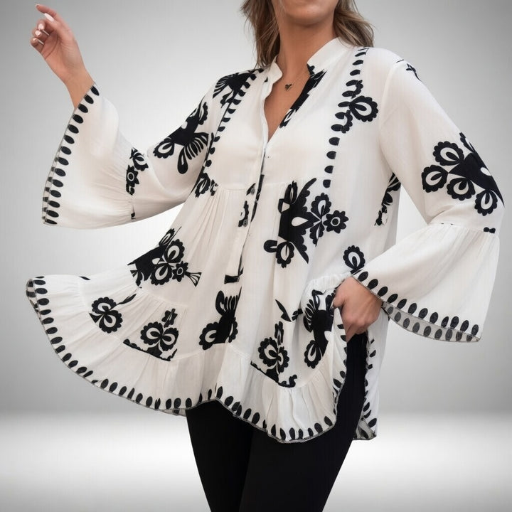 Théodeline™ – Blouse brodée bohème, féminité éclatante