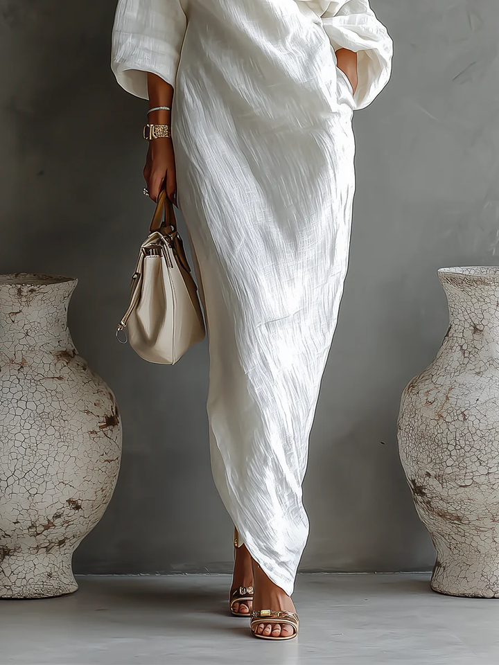 Elise™ | Élégante Robe Maxi à Épaule Dénudée en Blanc
