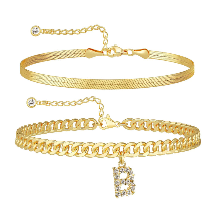 Zavélia™ — Bracelet de cheville initiale personnalisé