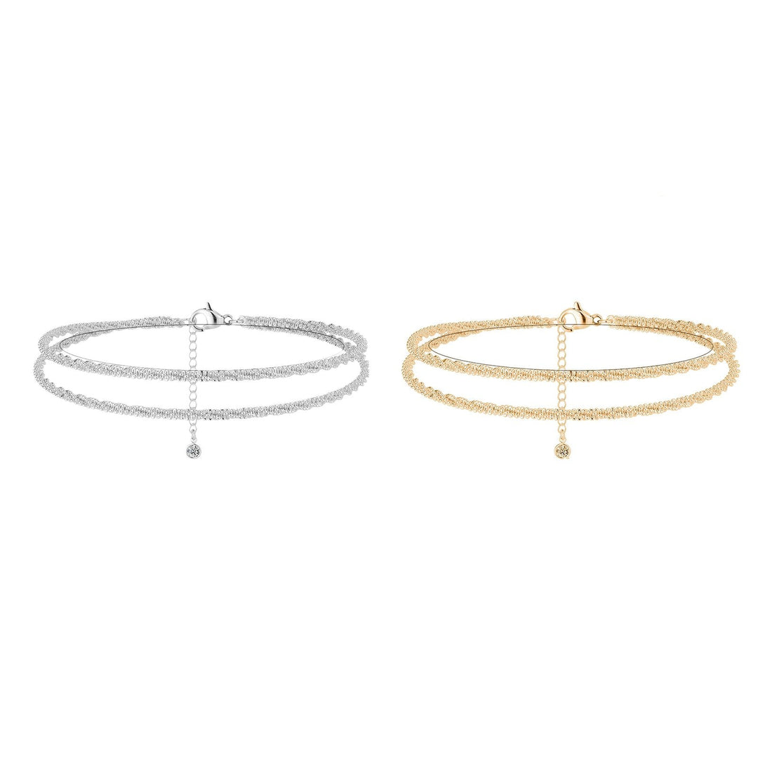 Dorelle™ — Bracelet de cheville double chaîne doré et argent élégance minimaliste