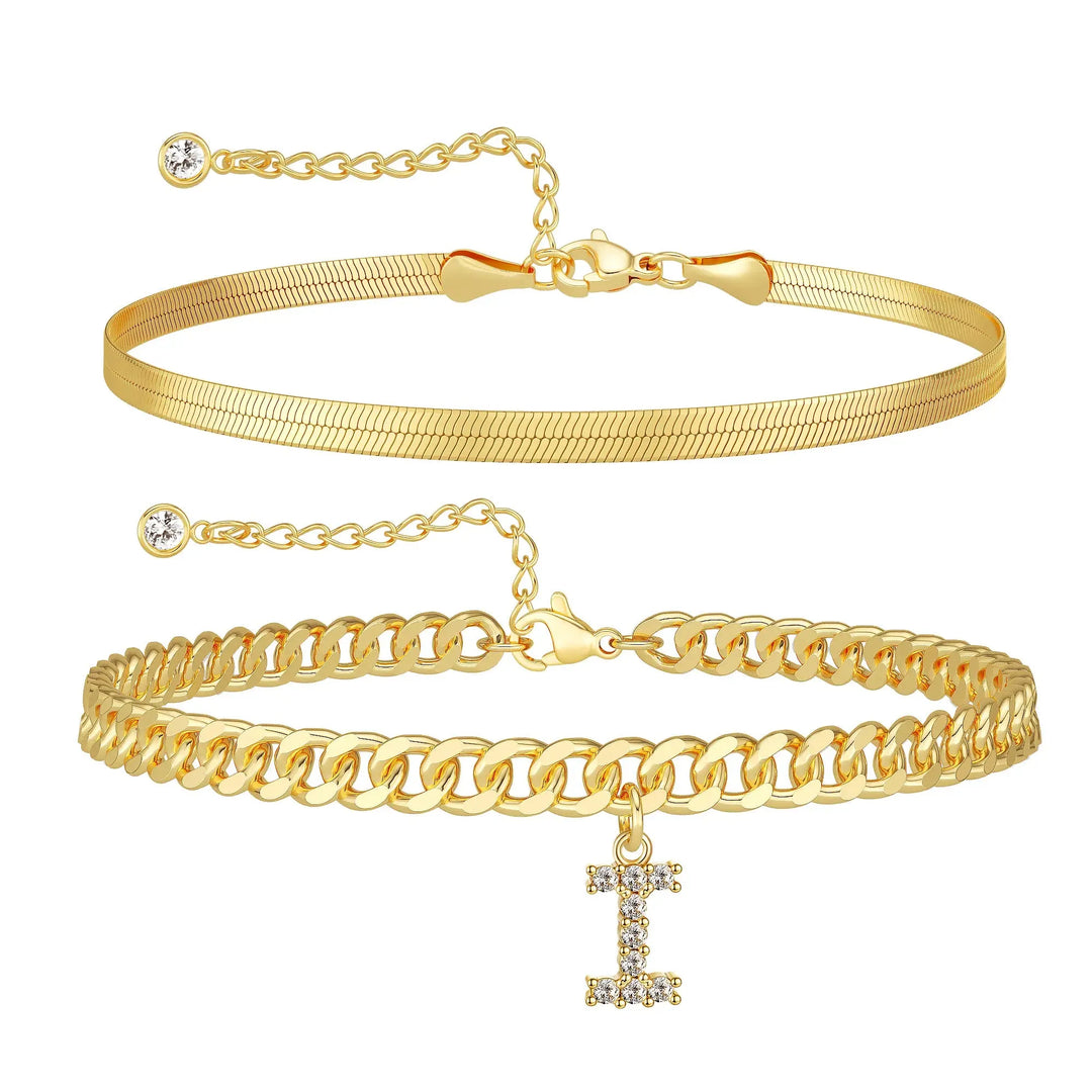 Zavélia™ — Bracelet de cheville initiale personnalisé