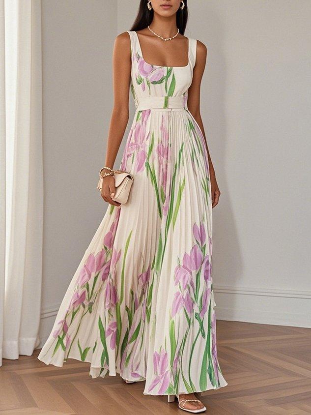Yara™ - Robe maxi en chiffon plissé