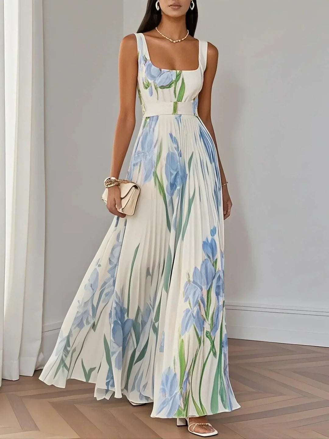 Yara™ - Robe maxi en chiffon plissé