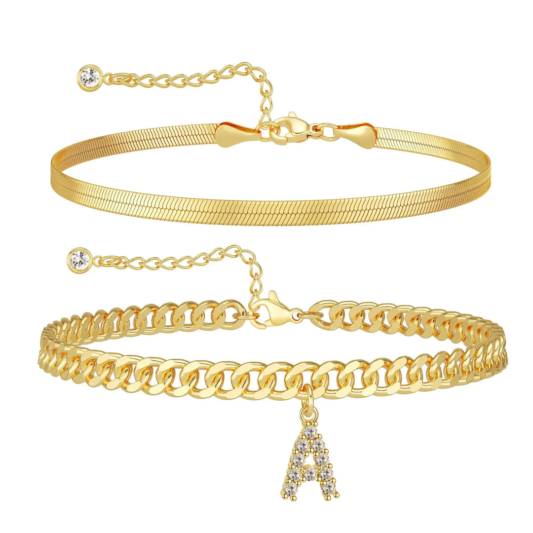 Zavélia™ — Bracelet de cheville initiale personnalisé