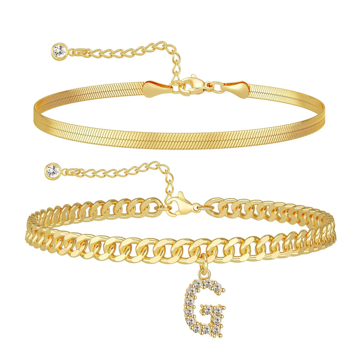 Zavélia™ — Bracelet de cheville initiale personnalisé