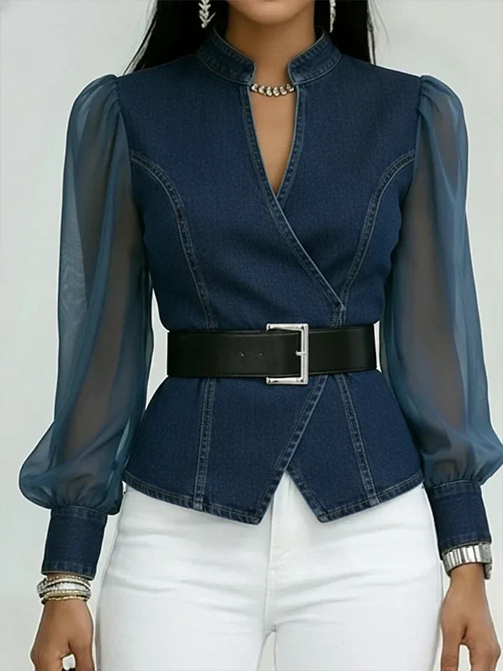 Séraphine™ — Blouse élégante cintrée avec ceinture raffinée