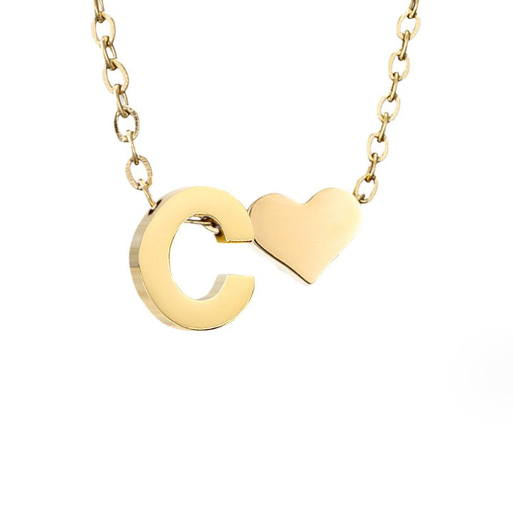 Collier Initial Intemporel avec Pendentif en Cœur
