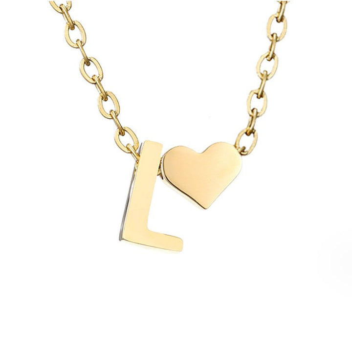 Collier Initial Intemporel avec Pendentif en Cœur