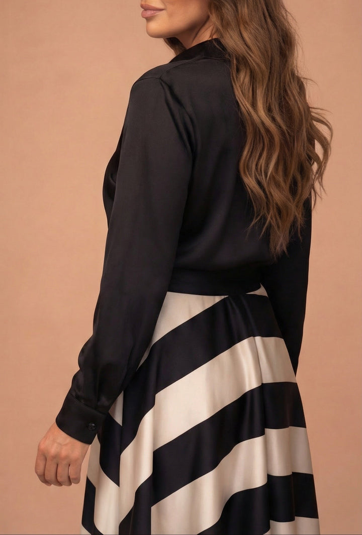 Mila™ - Robe Longue Rayée avec Dentelle