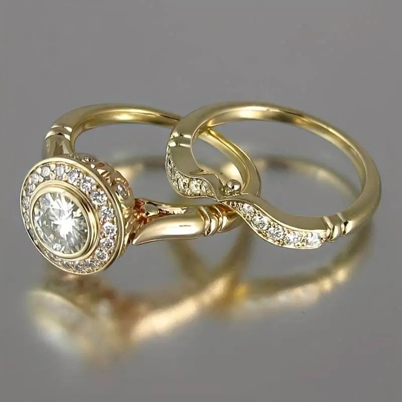 Ensemble de Bagues Vintage en Or avec Zirconia