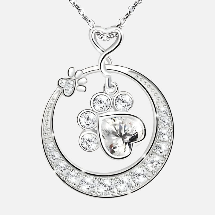 Seaton- Delicate paw necklace in silver with zirconia