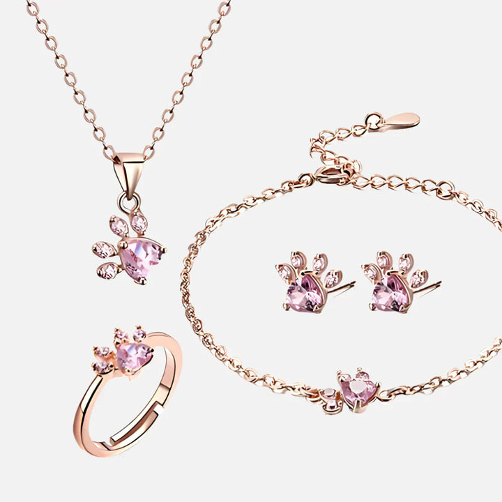 Arbour – Parure de bijoux 4 pièces avec patte et cœur en zirconia